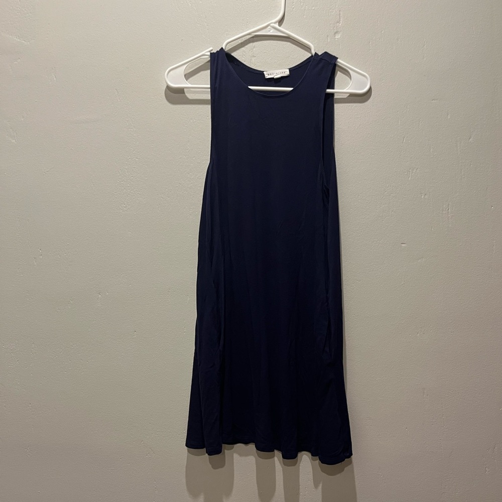 Navy Blue Dress with Pockets Socialite Loose Fit casual